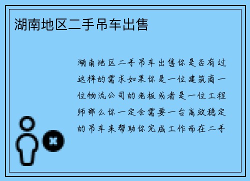 湖南地区二手吊车出售